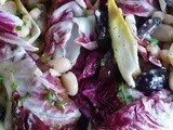 Warm White Bean Radicchio Endive Salad with Kalamata Olives, Capers & Pecorino