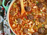 Italian Sausage Meatball Soup with Cabbage and White Beans