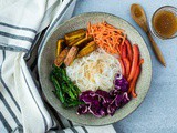 Rainbow Veggie and Tofu Glass Noodle Bowls