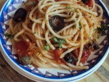 Pasta with Tomatoes, Olives, Capers & Bread Crumbs