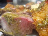 Lamb with Salsa Verde Sauce and Chilli Cheese Potato Croquettes