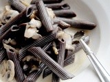 Penne Cocoa Pasta with a Creamy Mushroom Sauce
