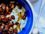 Greek Yogurt with Banana Nut Granola & Thyme Infused Maple Syrup