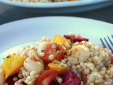 Pan Seared Scallops with Toasted Israeli Couscous & Roasted Vegetables