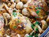 Skillet Chicken Thighs with Sausage and Mushrooms