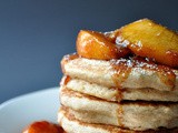 Whole Wheat Applesauce Pancakes with Fresh Peach Compote