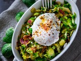 Brussel Sprout Hash w/ Soft Poached Eggs and Aleppo Chili Pepper