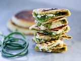 Grilled Stuffed Naan with Garlic Scape Chutney