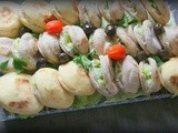 Appetizers: Stuffed mini-batbout with tuna and cream cheese dip