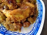 Traditional Moroccan chicken with olives and preserved lemons: Djaj m'qualli be zeitoun