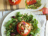 Tuna Salad-Stuffed Tomatoes with Arugula