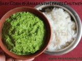 Baby Corn & Amaranth Leaves Chutney / Chutney Recipe - 84 / #100chutneys