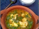 Poached Eggs in Chicken Rasam