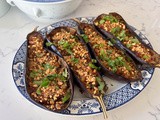 Miso Gochujang Peanut Roasted Eggplant