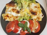 Polenta gratin and tomato-mozzarella salad