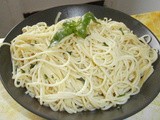 Spaghetti with olive oil, garlic and basil