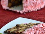 Eggless Chequered Rose Cake