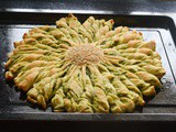 Sun Shaped Pull Apart Bread with Spicy Filling
