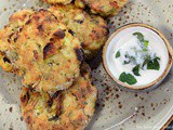 Baked Spelt zucchini, mint and feta fritters