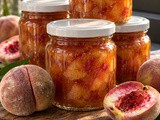 Peach Jam with Lemon and Caramelized Zest (Less Sugar)