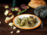 Carciofi con fave al limone / agkinares me koukià