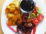 Caramelised chops with sour cherry sauce