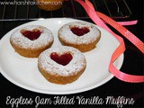 Eggless Jam Filled Vanilla Muffins ~ Red Jam Hearts ︎