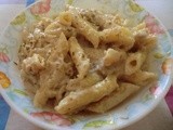 Penne pasta with creamy oats sauce