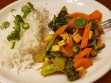 Thai Pra Ram Tofu with Vegetables (Peanut Butter Sauce) - Vegan