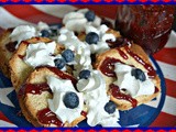 Cream cheese pound cake topped with homemade jam & berries