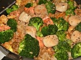 Fried Rice With Scallops and Salmon