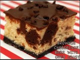 Insane brownie cheesecake bars with oreo crust