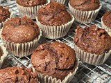 Triple Chocolate Sourdough Banana Muffins