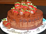 Triple layer chocolate dipped strawberry cheesecake