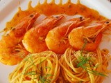 Γαριδομακαροναδα  με τσιπουρο και ανηθο  *****  spaghetti ai gamberi con tsipuro e aneto