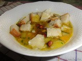 Zuppa di patate, zucca, scarola e porro