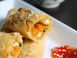 Baked vegetable spring rolls recipe | crusty oven baked vegetable spring rolls