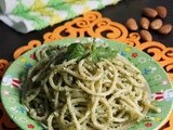 Spaghetti with Almond Mint Pesto