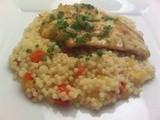 Curried Fish fillet with Greek Couscous and peppers