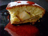 Apple Cake with Strawberry Coulis