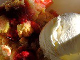 Rhubarb & Raspberry Crumble Cake