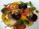 Carpaccio of Beetroot with soft goat's cheese and walnuts