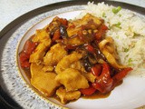Sticky Hoisin chicken and red pepper with onion rice