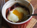 Baked ham and eggs