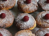 Raspberry jam and white chocolate muffins