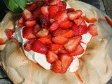 Strawberry and mint meringue with elderflower cream