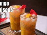 Mango hibiscus sabja drink