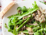 Warm asparagus salad with mushrooms