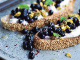 Ricotta toast with wild blueberries