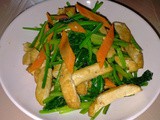 Meatless dish - stir fry chinese spinach with firm beancurd